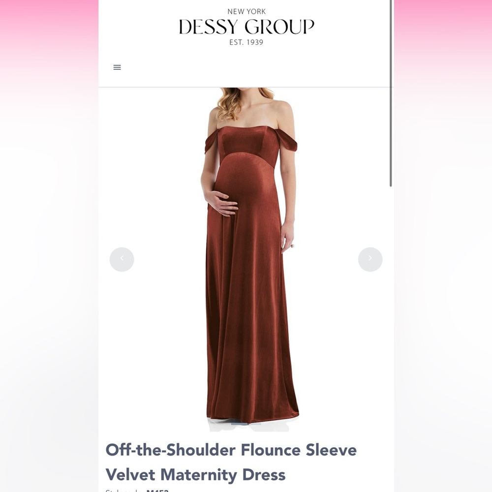 Dessy Collection Velvet Off-Shoulder Dress in Auburn Moon